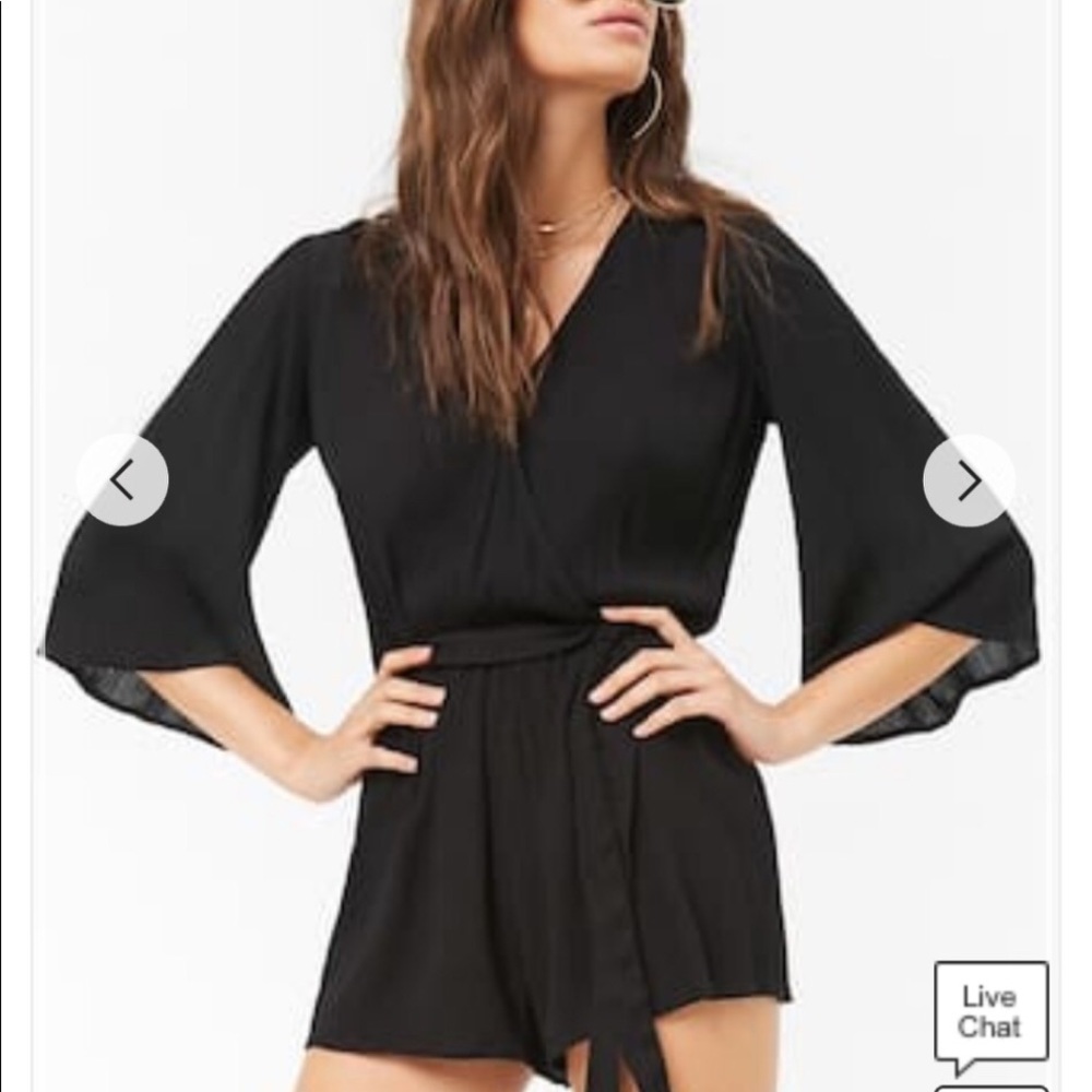 Black Surplice Romper